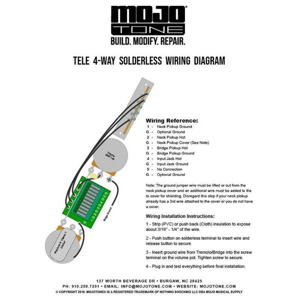 Mojotone T 4-Way Solderless Harness