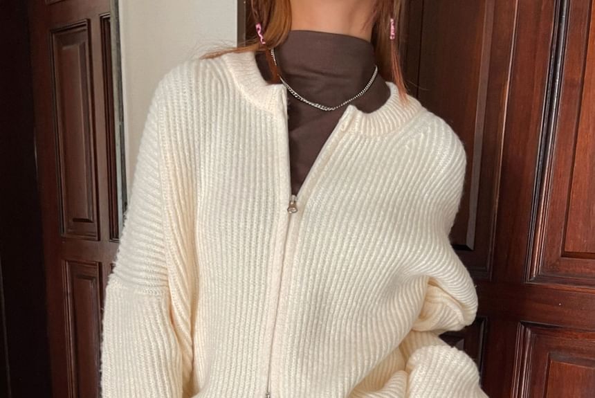 SeoulPop - Unisex ronde hals effen vest met rits en losse pasvorm