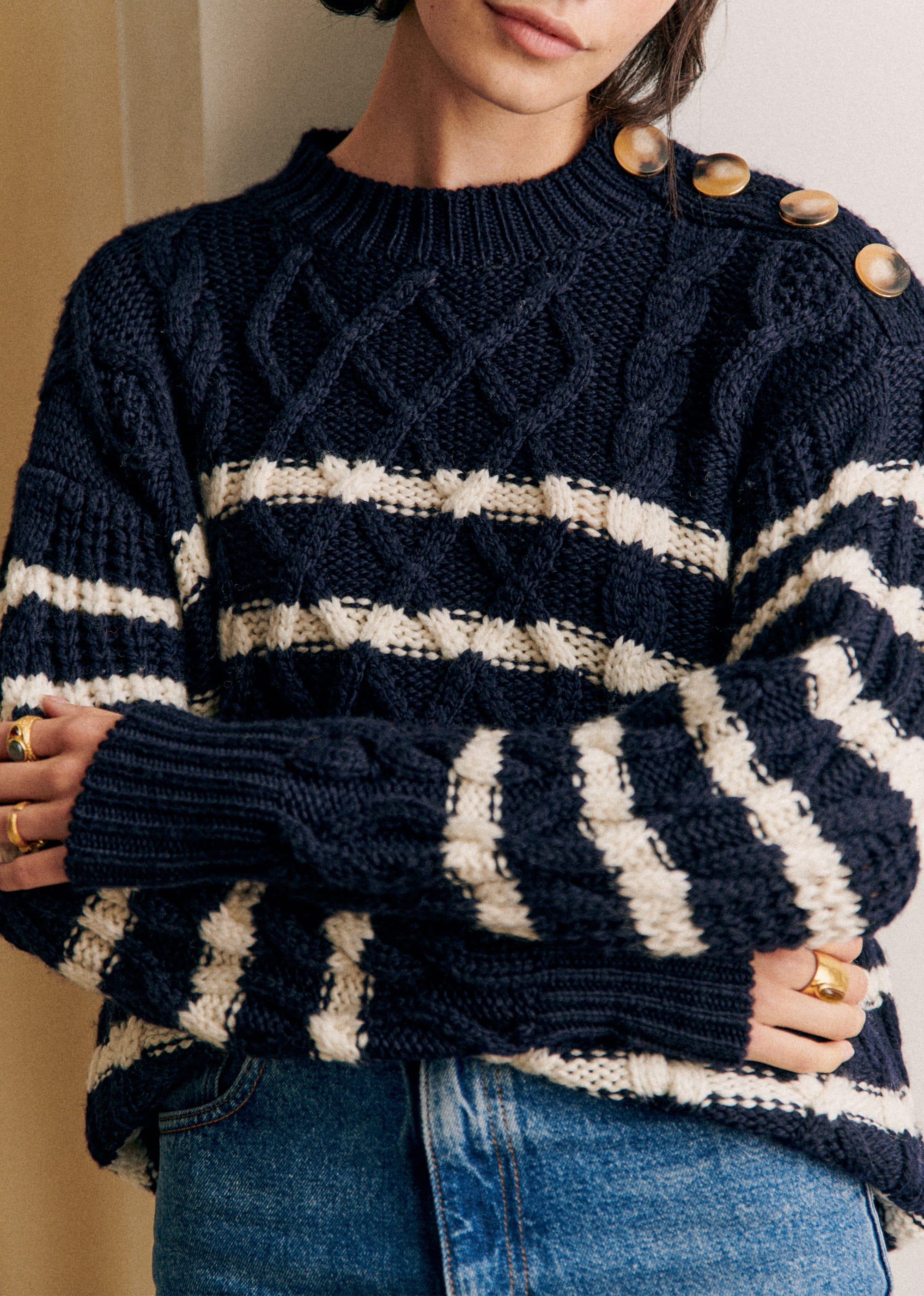 Pull James - Marine / Ecru - E-SHOP/MAILLE 5905486