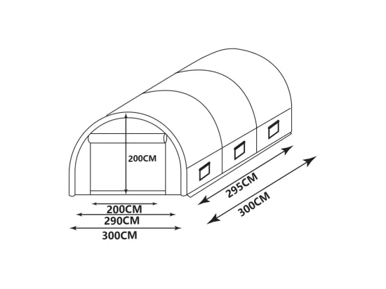 Serre tunnel avec structure en acier 9 m² - L300 x l300 x H200 cm - Vert - IPOMEA