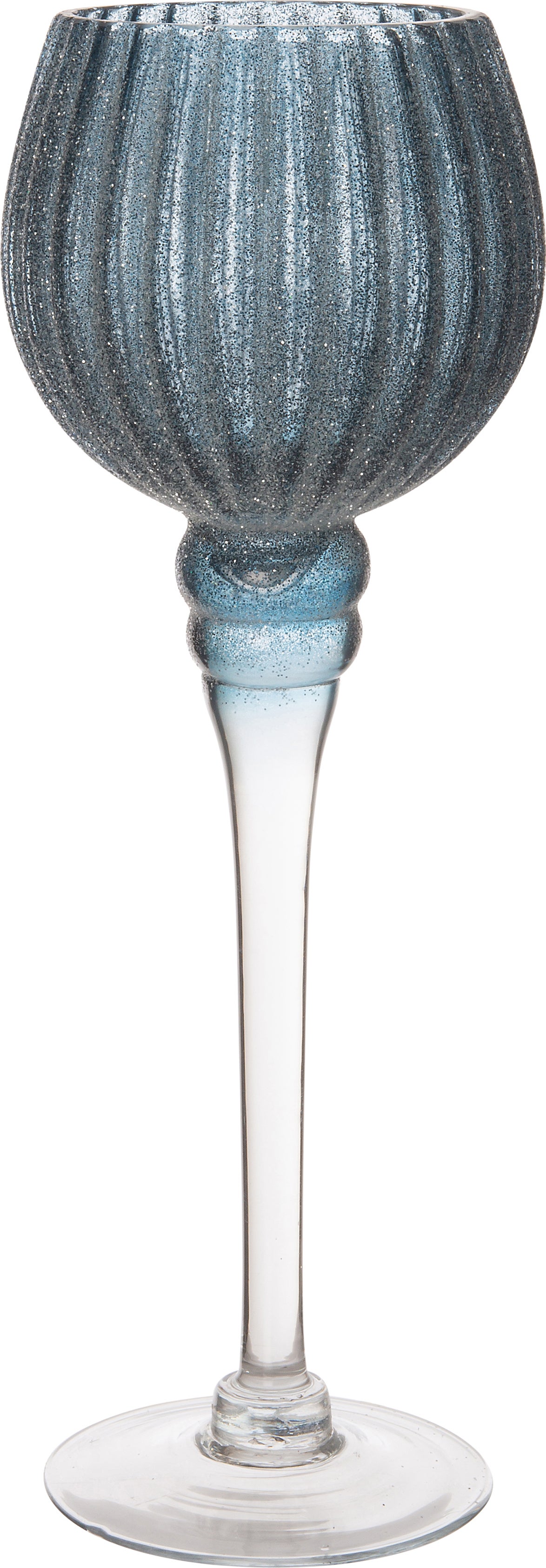 Intratuin waxinelichthouder op voet Leona donkerblauw D 11 H 30 cm