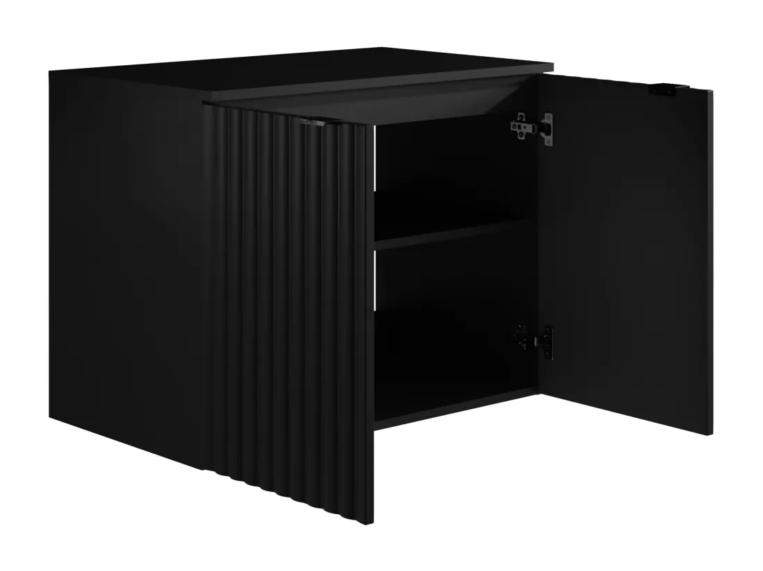 Meuble sous vasque suspendu strié - Noir - L80 cm - ZILGA