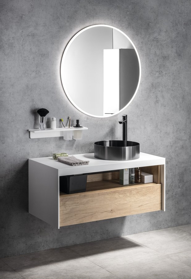 Sapho Viera wastafelonderkast eiken/mat wit 100x50x44cm