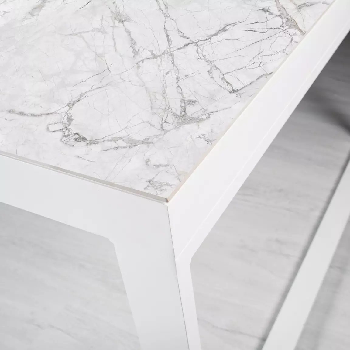 Table de jardin en aluminium et céramique 12 places (260 x 120 cm) Kore Blanc marbré
