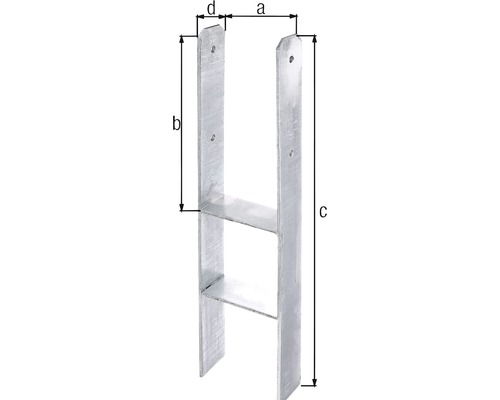 H-vormig paalanker voor inbetonnering, type 665, thermisch verzinkt, 161x800 mm