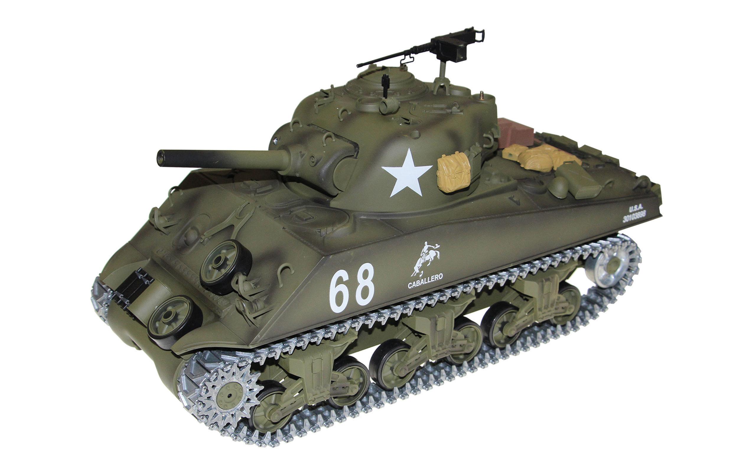 Panzer Sherman U.S. M4A3 105 mm Howitzer RTR, 1:16<br>Detailgetreues RC Panzer Modell