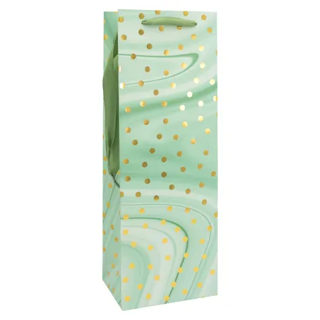 Idena Flaschentasche Dot/grün 12x35x9cm FSC-Mix
