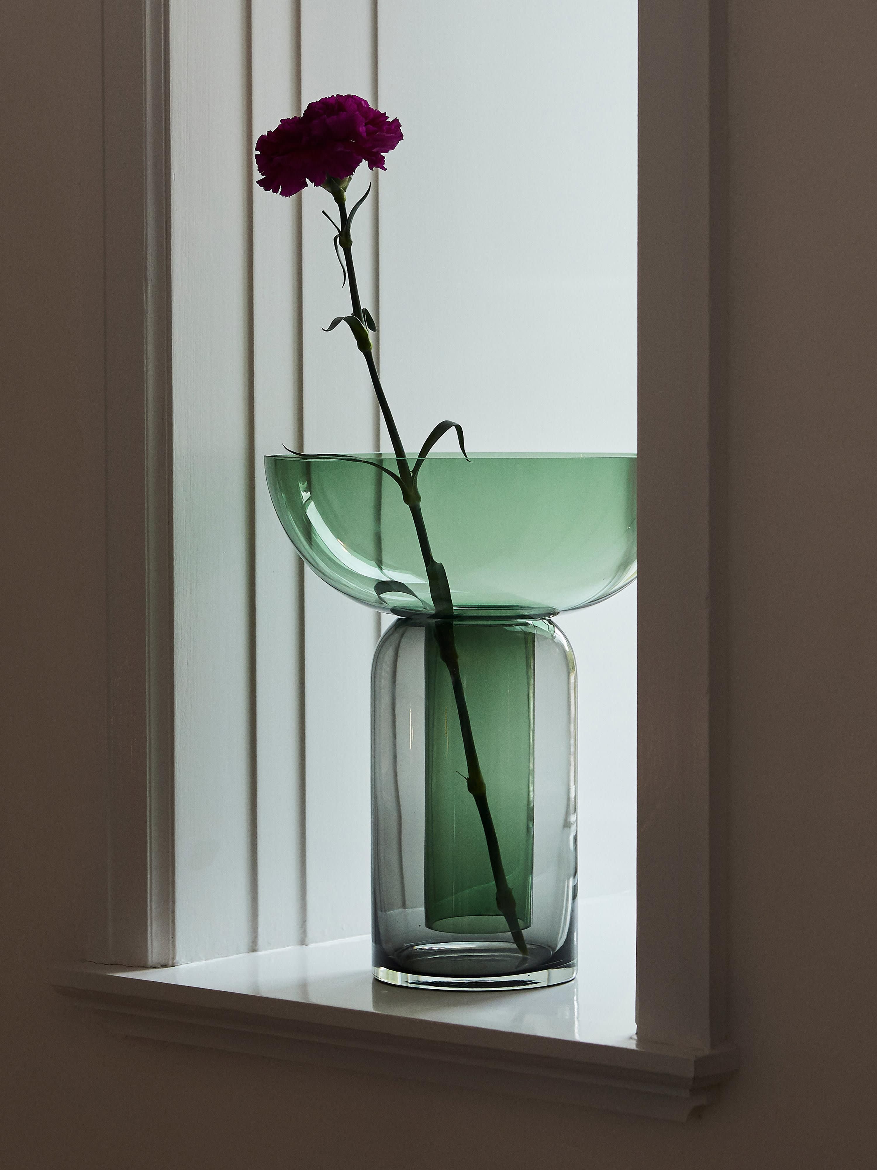 Mondgeblazen glazen vaas Torus, H 33 cm
