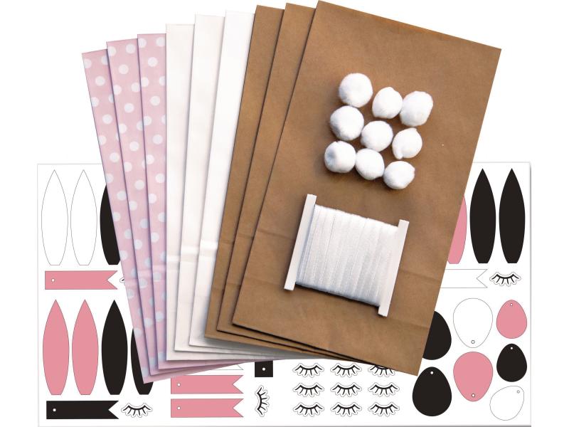 Folia Bastelset Häschen, 9 Stück Papiertüten-Set Häschen