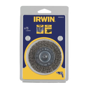 Irwin staaldraadband Ø 75 mm voor (accu)boormachine. Voor schuren metaal.