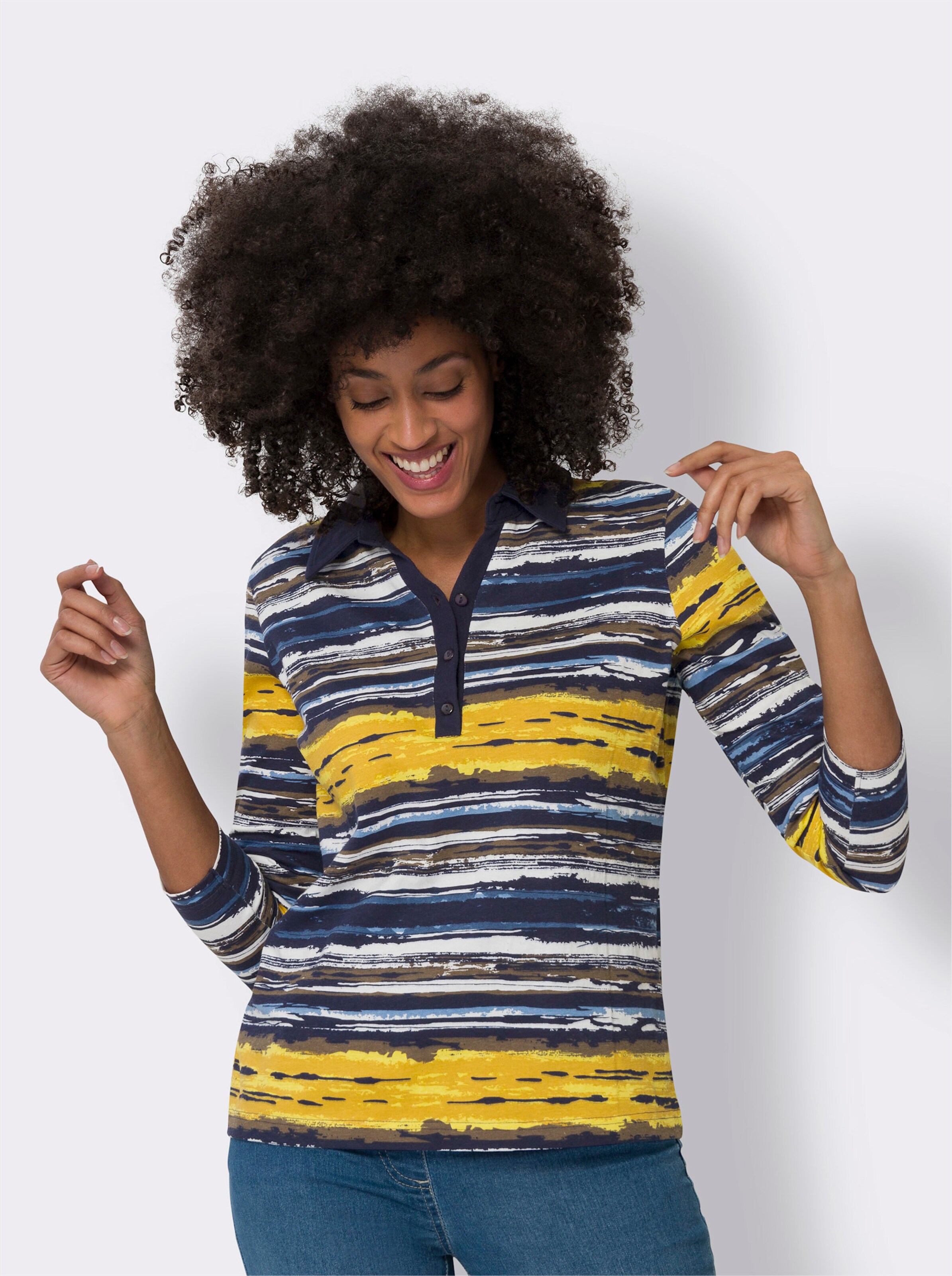 Poloshirt mit Streifen-Muster