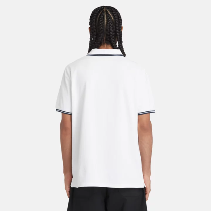 Polo à liseré en piqué pour homme en blanc