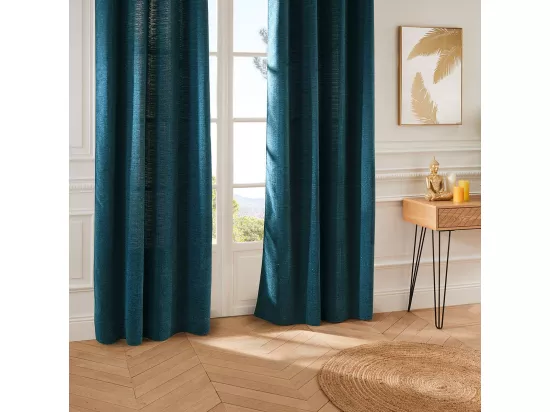 Rideau à œillets Tissu Chenille Bleu 140 x 260 cm