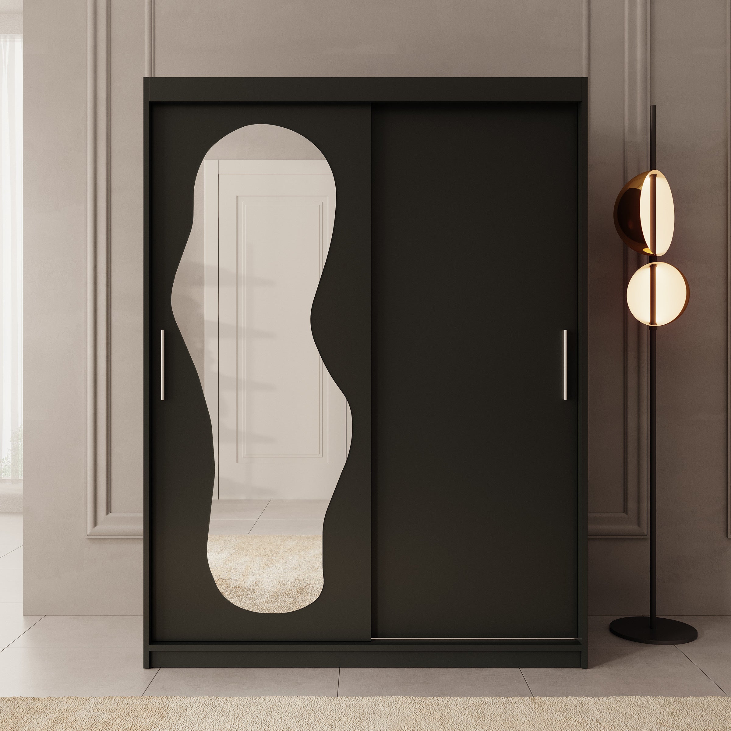 Ulysses - Kledingkast met schuifdeuren - Zwart - 150x62x200 cm