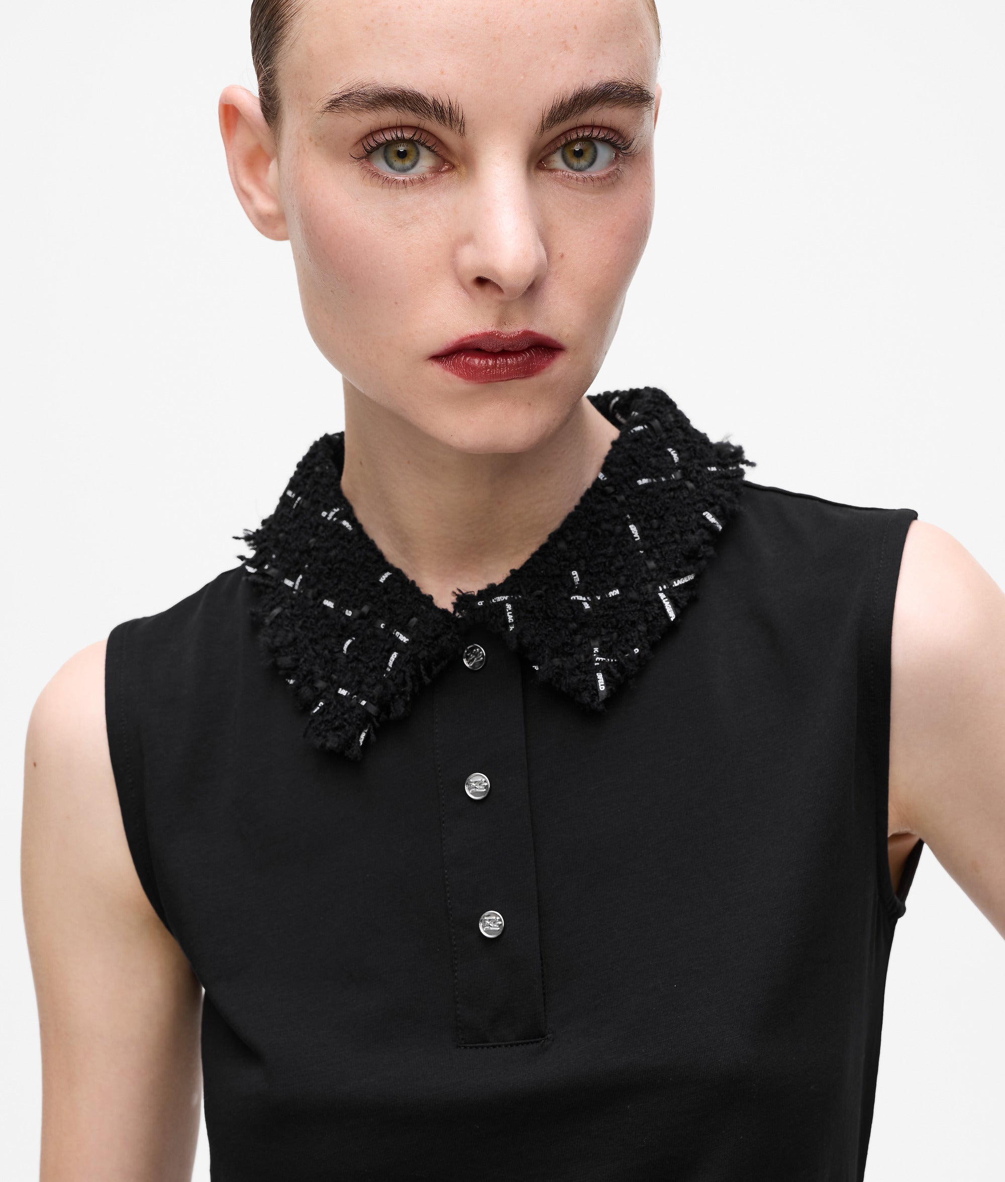 Poloshirt met bouclé-detail