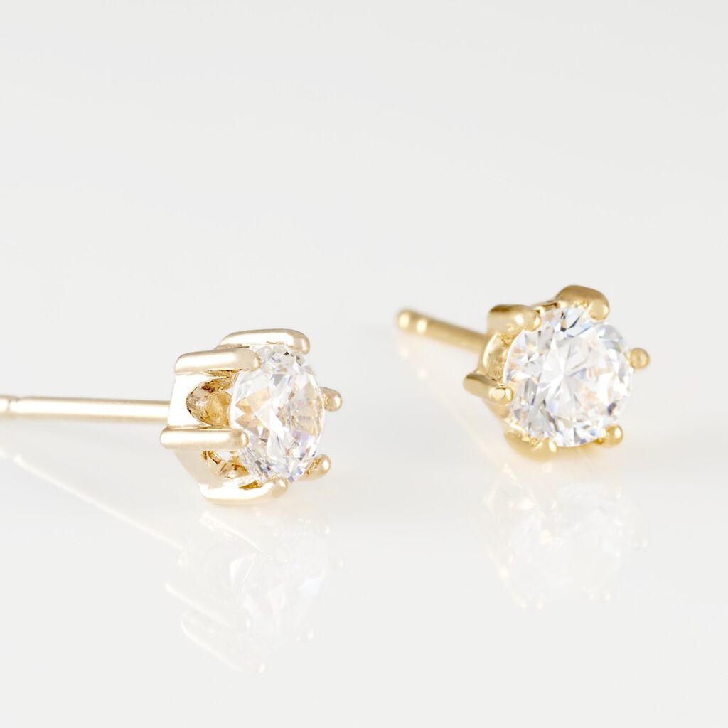 Boucles D'oreilles Puces Yléna Plaqué Or Jaune Oxyde De Zirconium