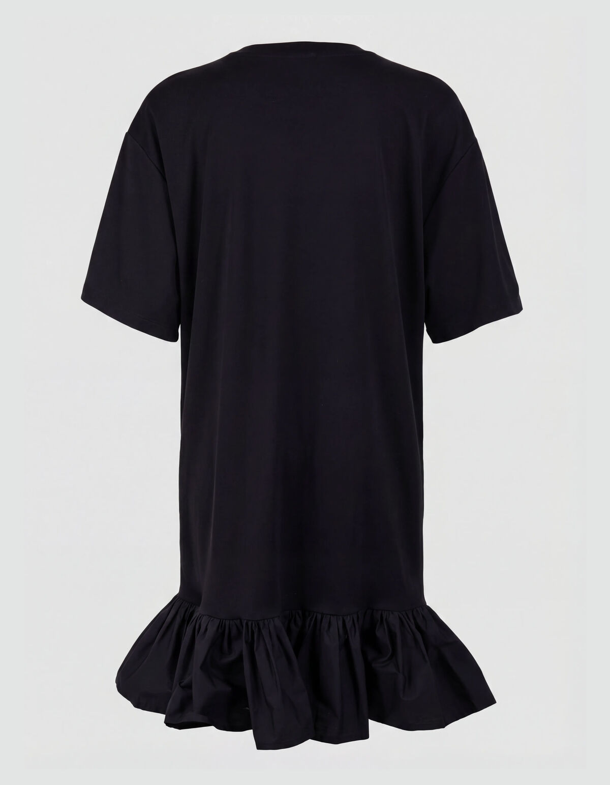 Ruffle T-shirt Mini Jurk Zwart