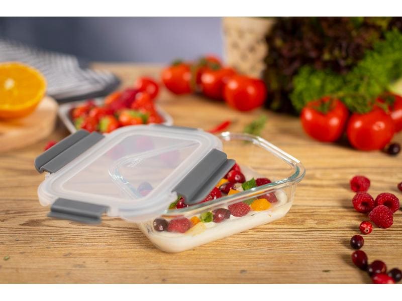 Kuhn Rikon Vorratsdose 0.64 l, Grau/Transparent Frischhaltebehälter aus Glas