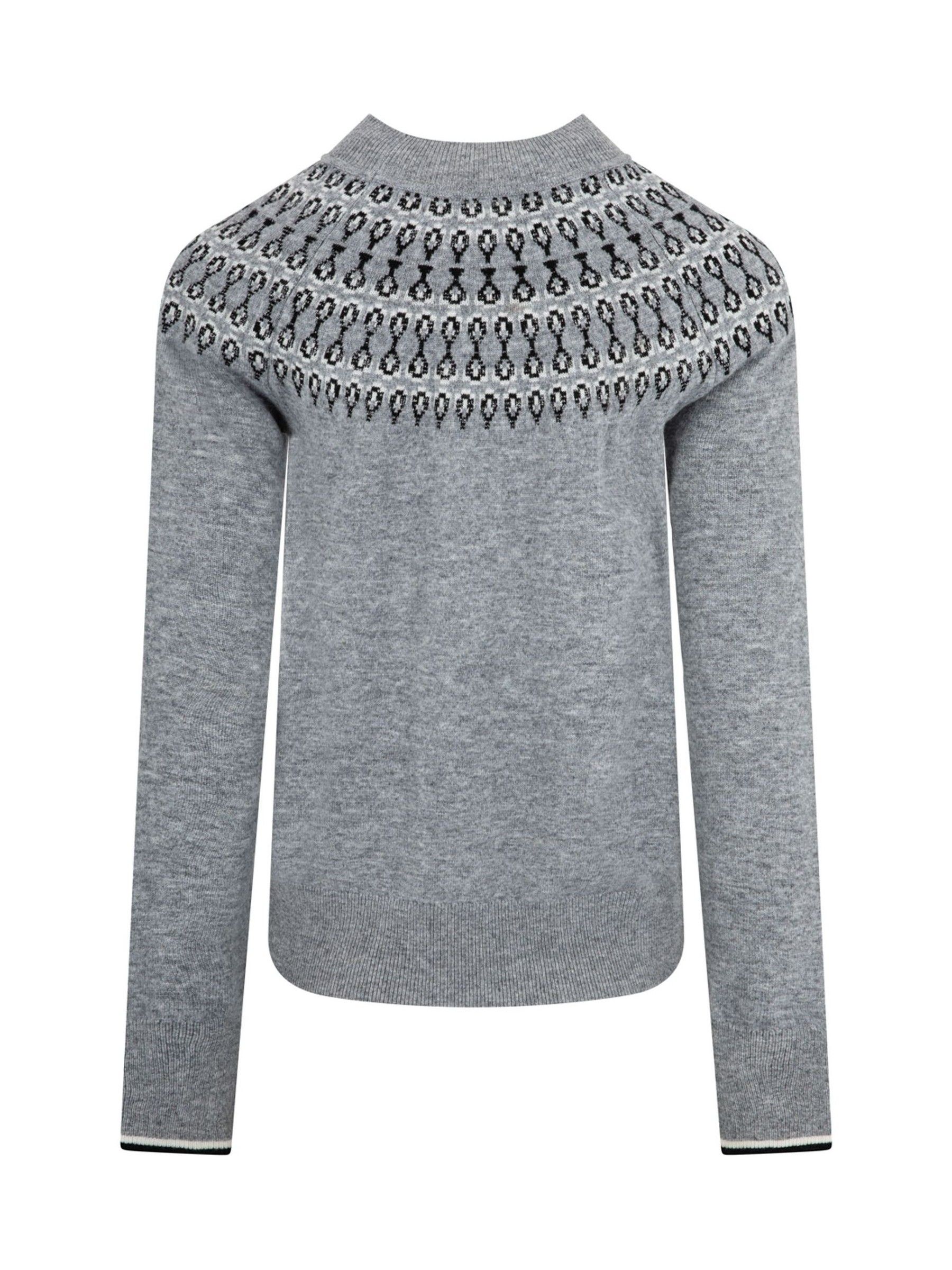 Grijs - The Little Tailor Smart Fairisle Opstaande kraag Gebreide Kerstmis Trui