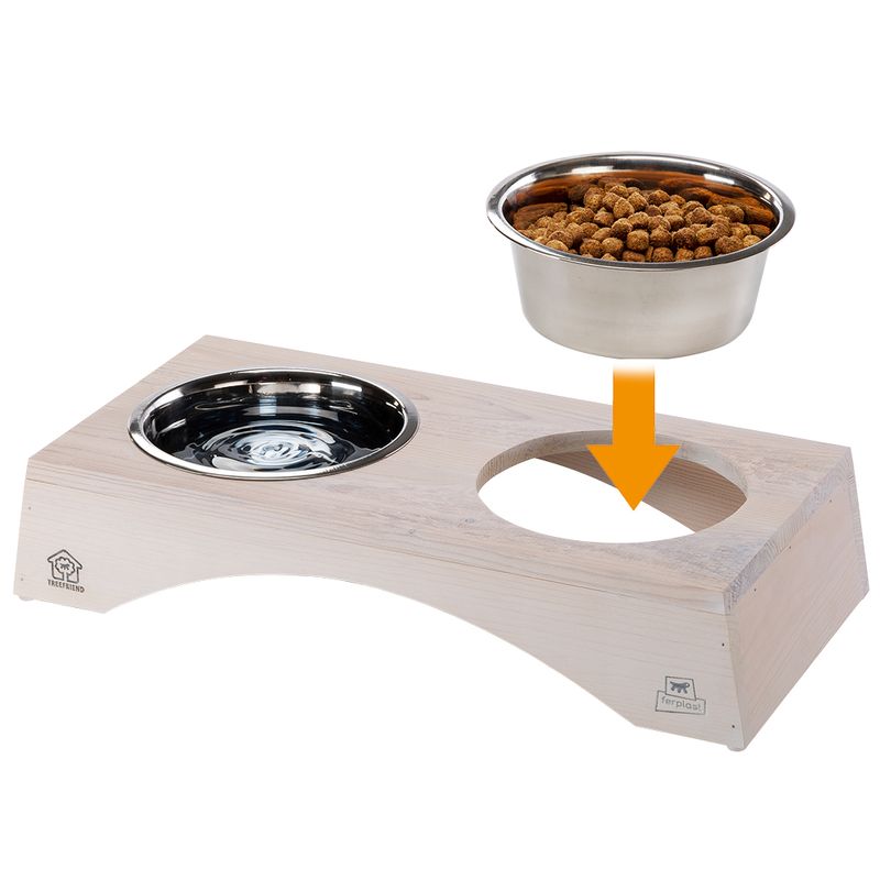 Porte-gamelles double Ferplast Legno en bois