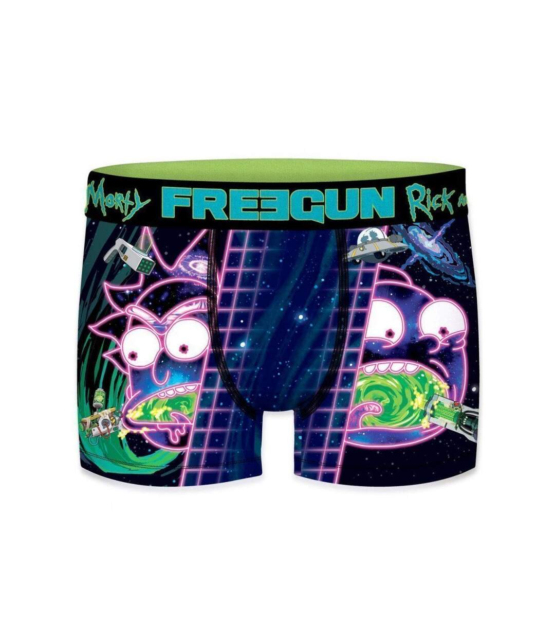 FREEGUN Boxer Homme Microfibre BAM Noir Rose RICK ET MORTY