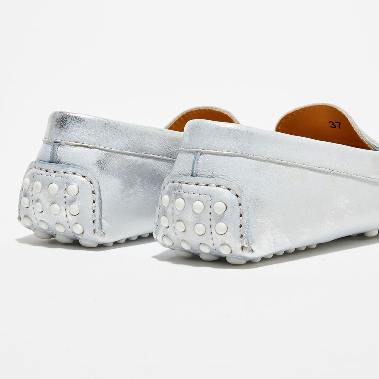 Loafers Mocassins en Cuir Laminé Mila argentés