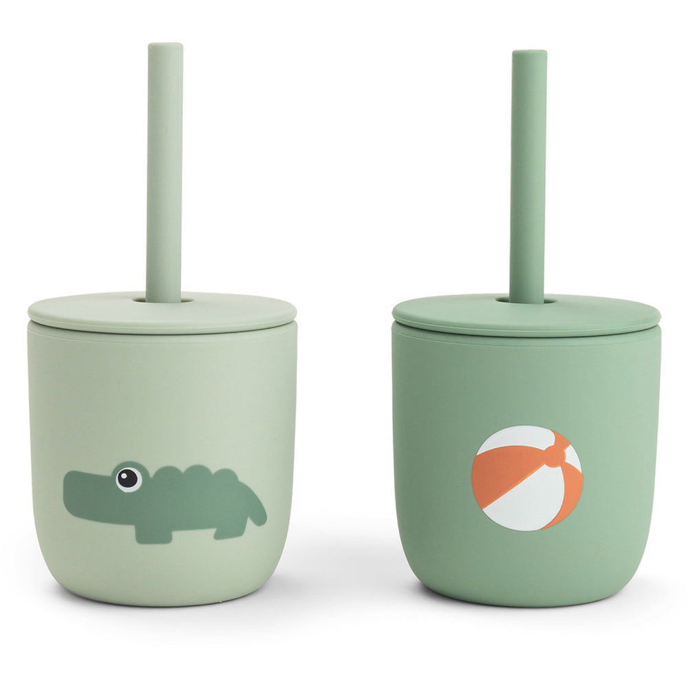 Køb DonebyDeer Playground Green Silikone Sugerørskop 2-Pak