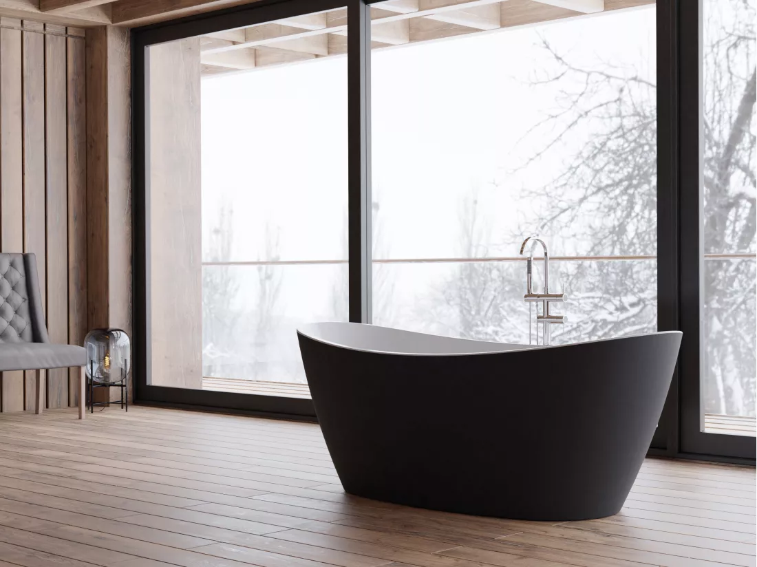 Baignoire îlot ovale NEROON 2.0 NOIRE L. 170 x l. 80 cm, by SPALINA
