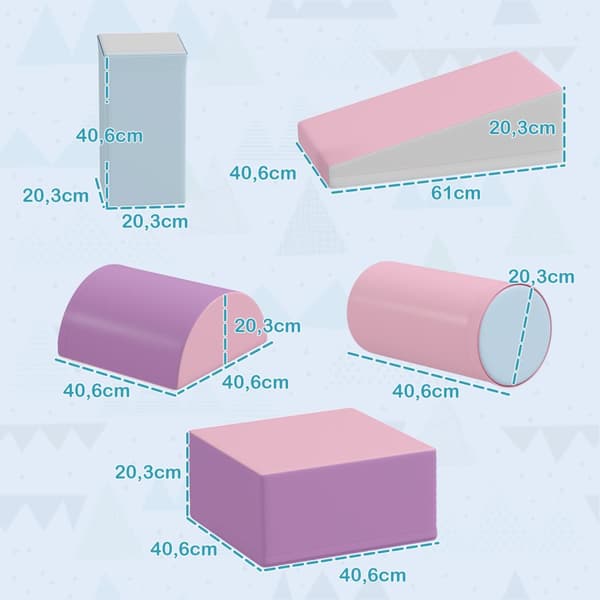 Myke byggeklosser Sett med 5 skumbyggeklosser Gigantiske byggeklosser Byggeleker Skumklosser for 1-3 år gamle barn Kunstskinn EPE