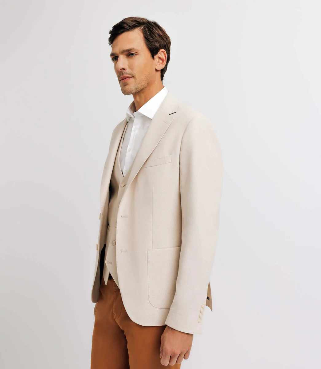 Veste casual armurée effet nid d'abeille écru