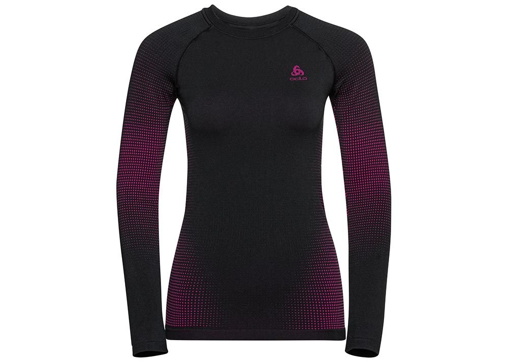Odlo Performance Warm Eco Crew Neck Thermoshirt Lange Mouwen Zwart/Roze Dam