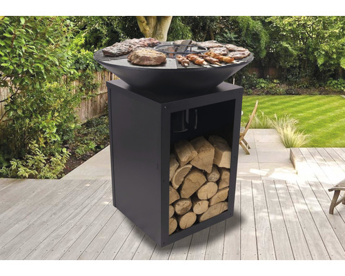SenS-Line tuinmeubel barbecue haard, geëmailleerd staal, zwart, geëmailleerd stalen grillrooster, inclusief grillrooster en aslade