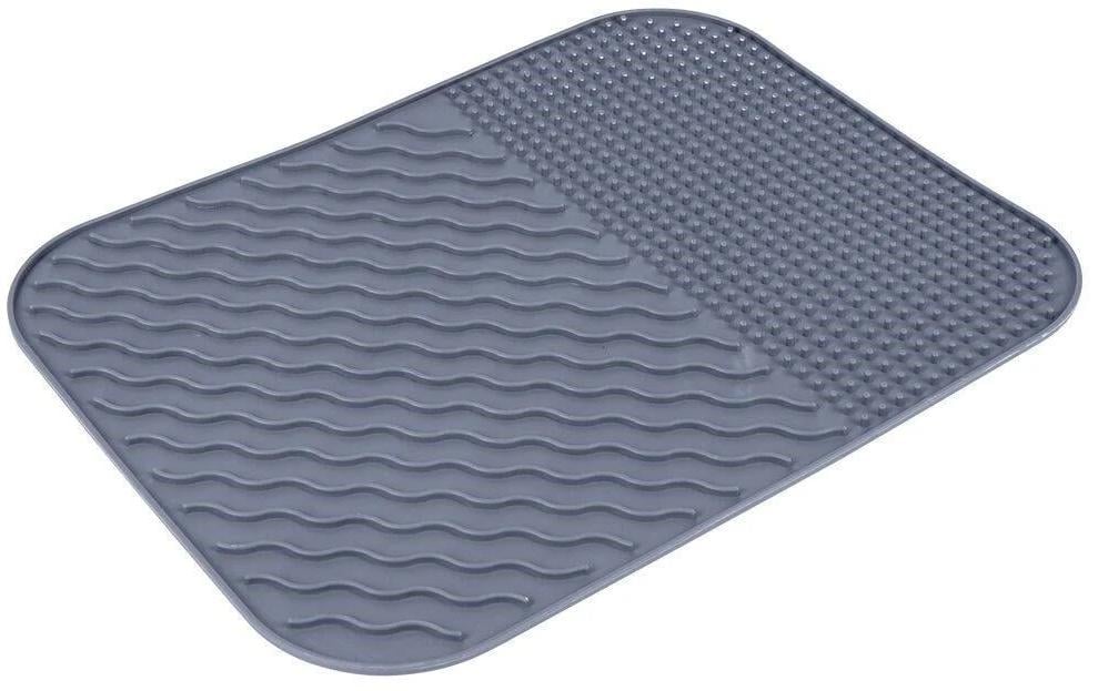 Abtropfmatte GrauKüchenabtropfmatte aus Silikon mit Rippen