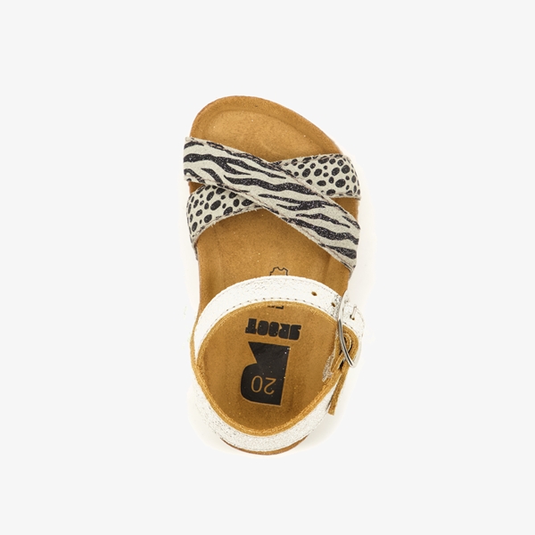 Groot leren meisjes sandalen zilver zebraprint