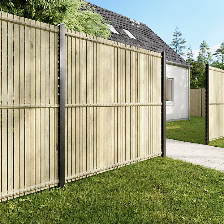 Panneau de clôture grillagée Blooma Louga gris 200 x h.193 cm