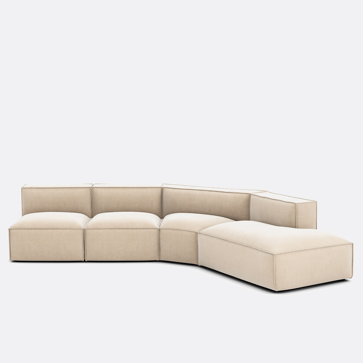 LA REDOUTE INTERIEURS<br>Sofá reto vintage de veludo cotelê de 4 peças Seven