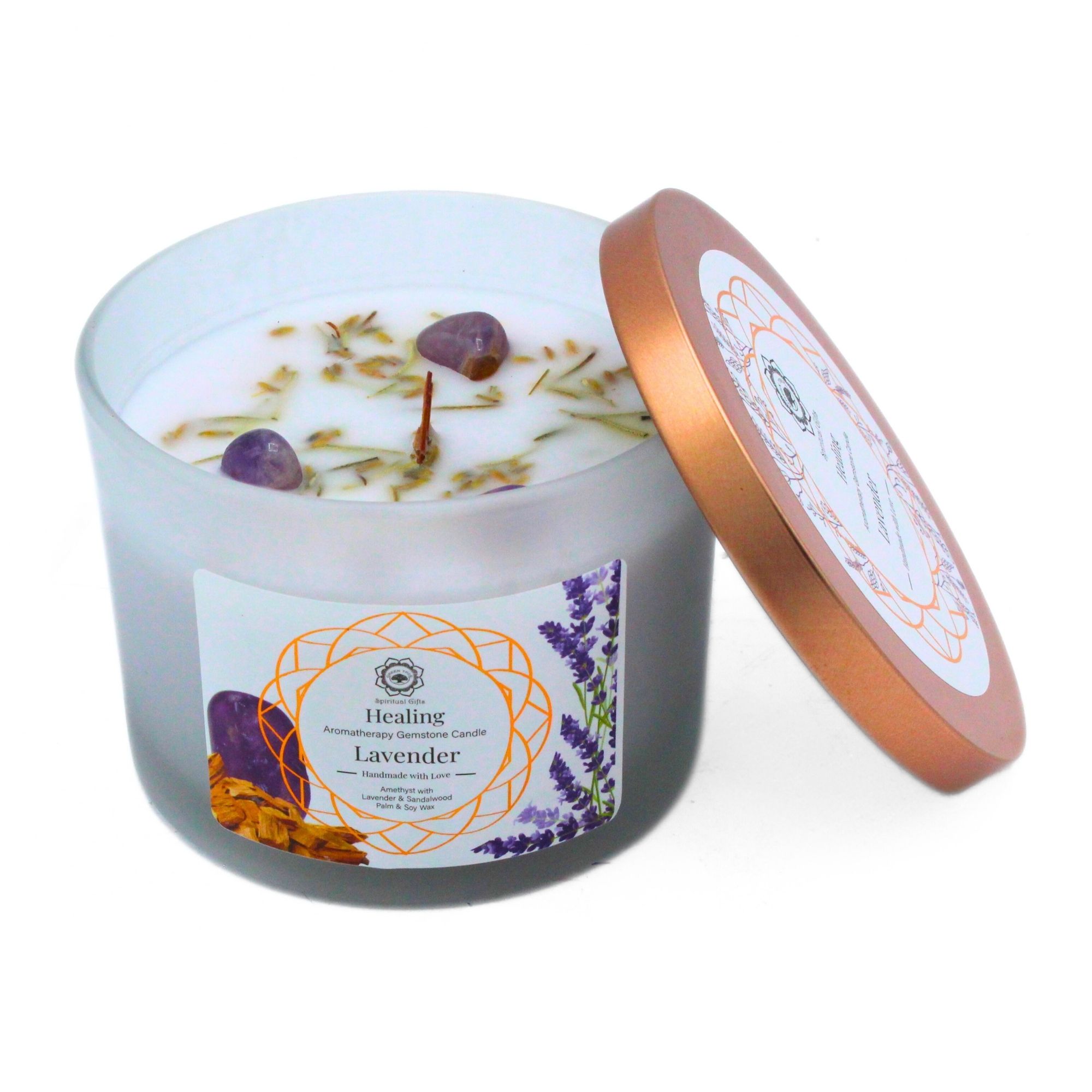 Green Tree Gemstone Candle Healing Lavender (256 gr)