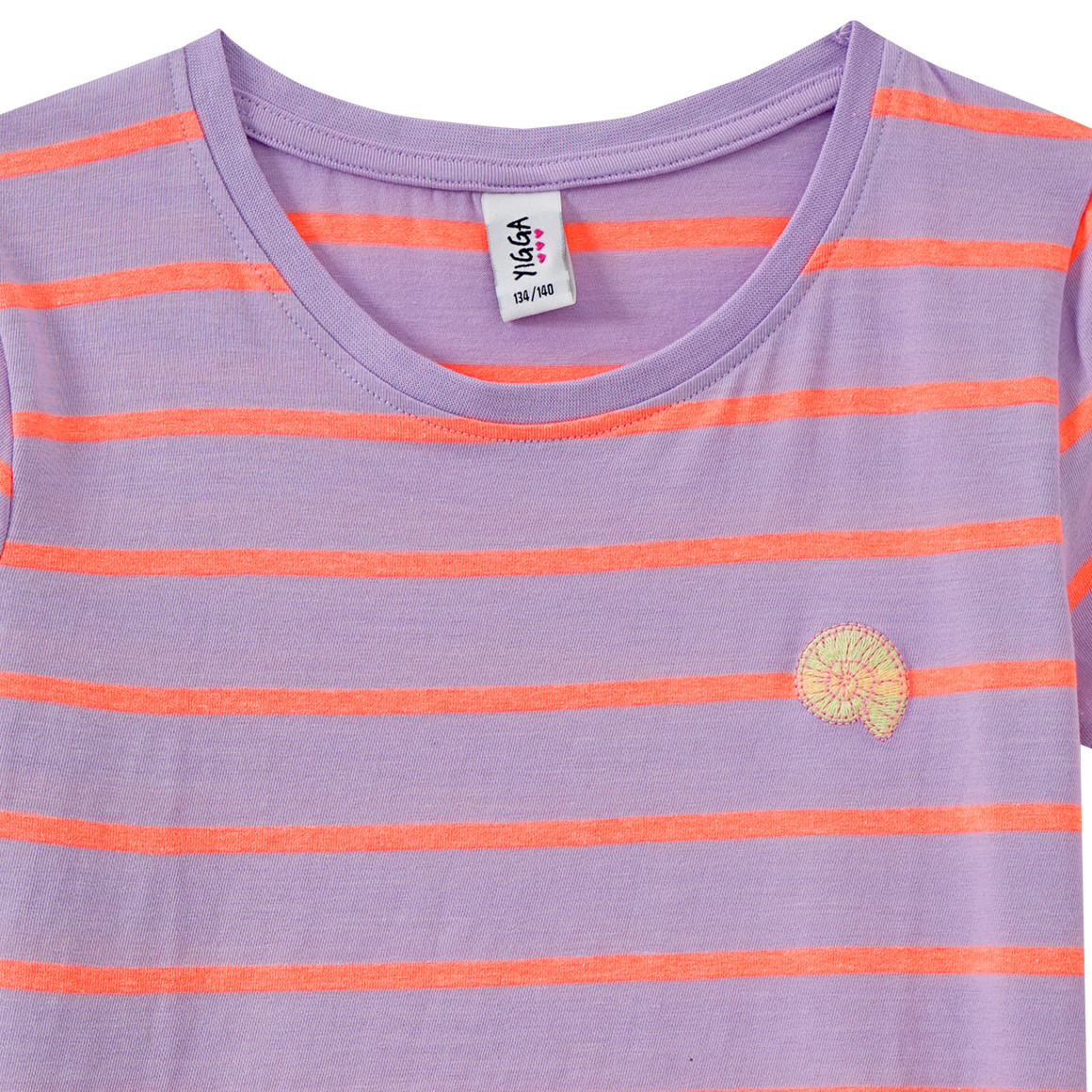 Yigga Mädchen T-Shirt mit Streifen helllila / orange