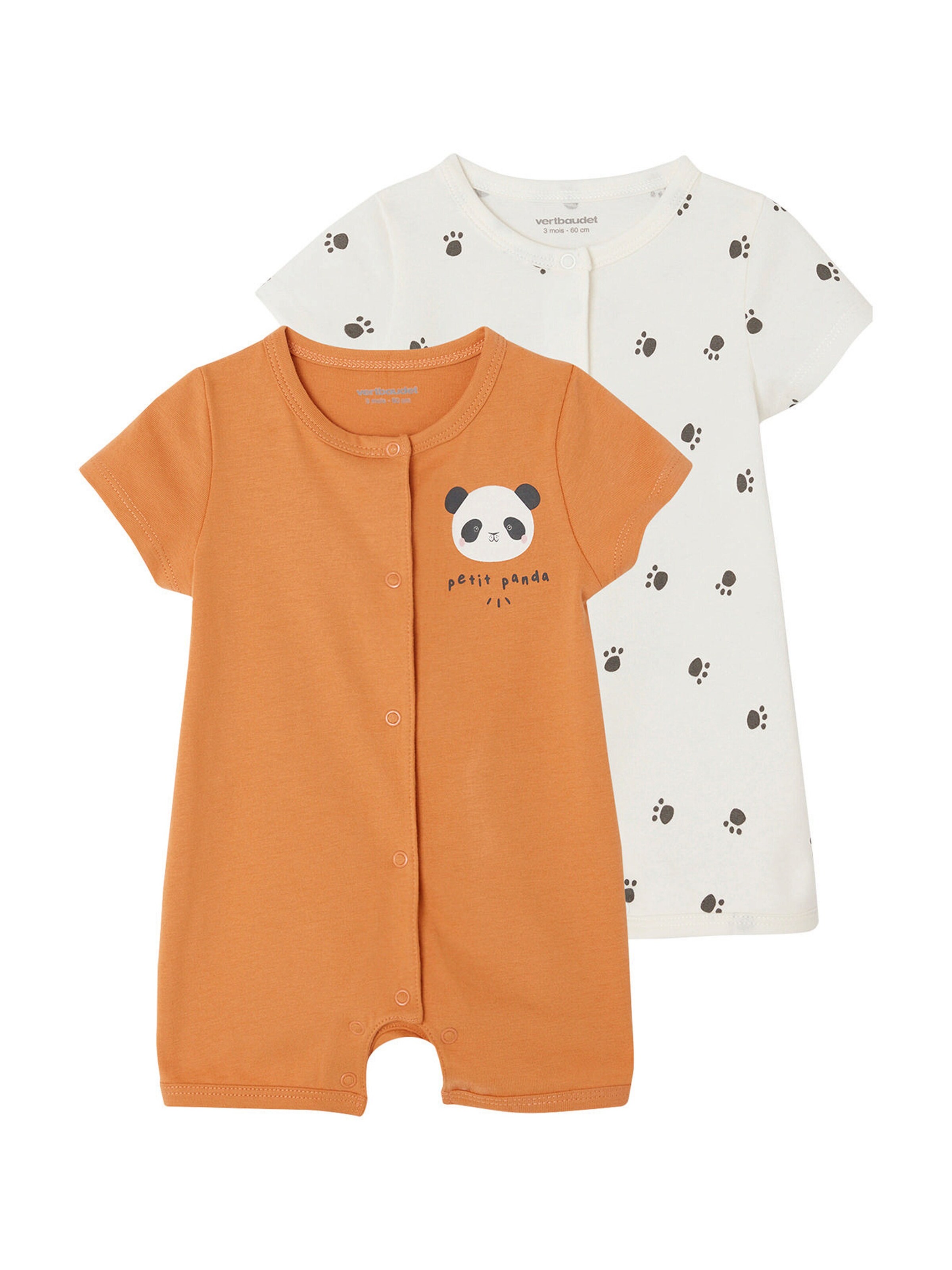 Vertbaudet 2er-Pack Baby Sommer-Overalls orange