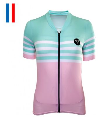 Maillot Manches Courtes Femme LeBram Tourmalet Rose Coupe Ajustée