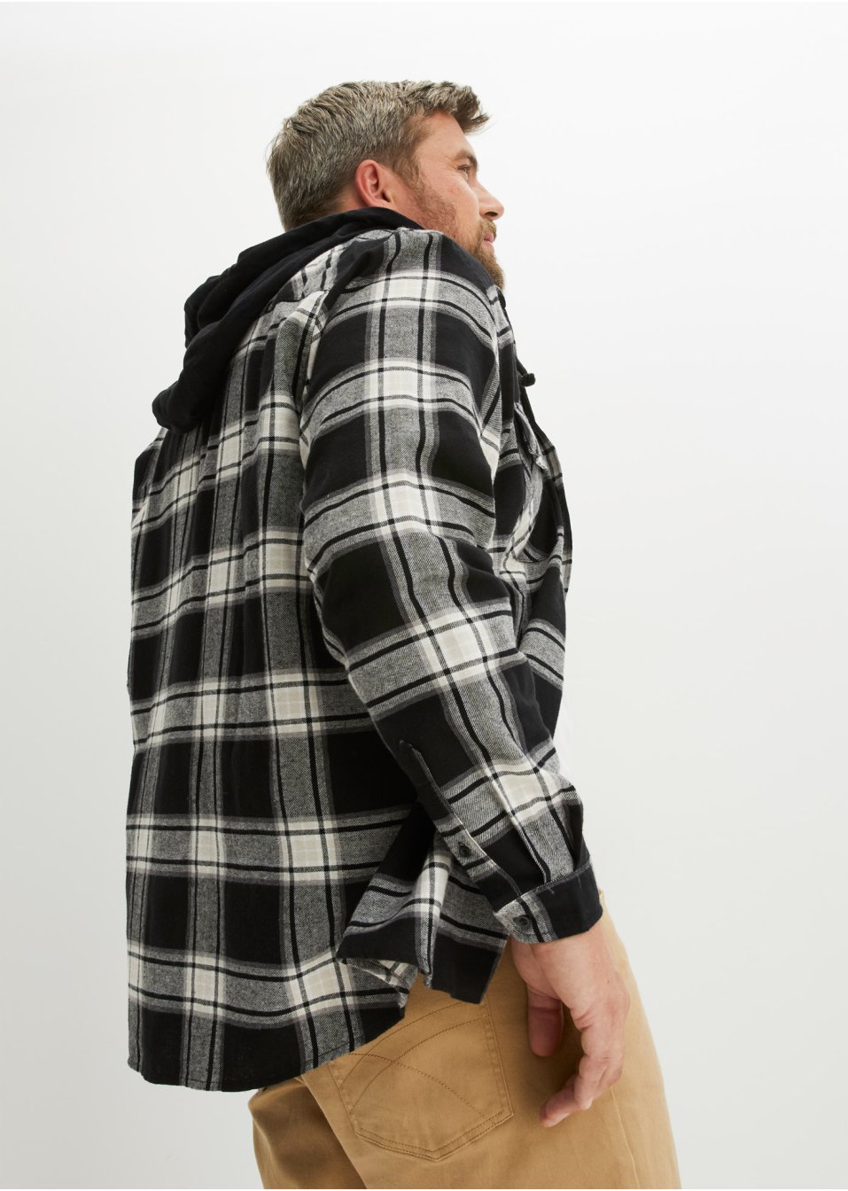 Chemise manches longues en flanelle avec capuche amovible