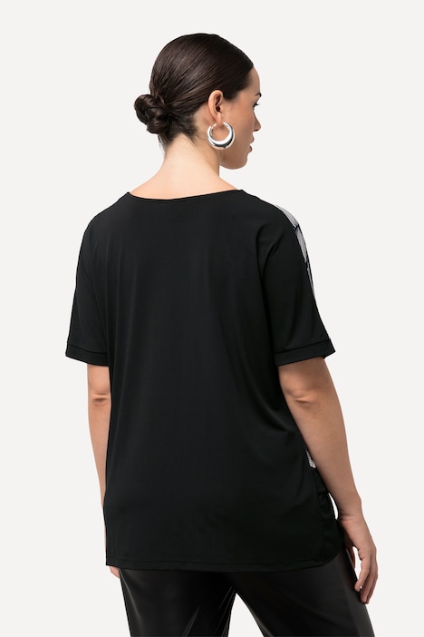 Blusenshirt, Blüten, Tunika-Ausschnitt, Halbarm