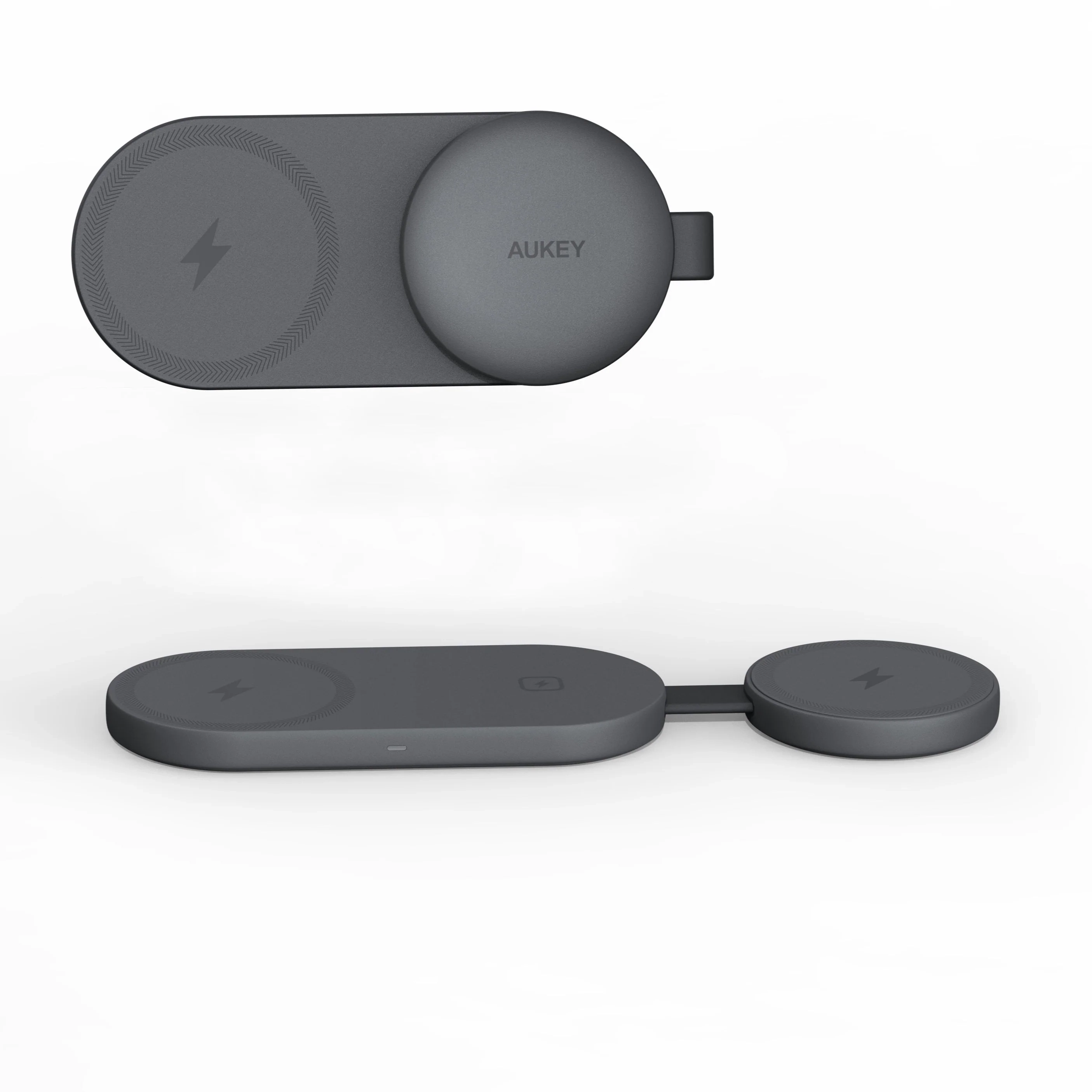 (15W) MagFusionC 3in1 MagSafe Qi2 Wireless Charger Faltbare Ladestation für iPhone / Apple Watch / Airpods (LC-MC314) - Grau