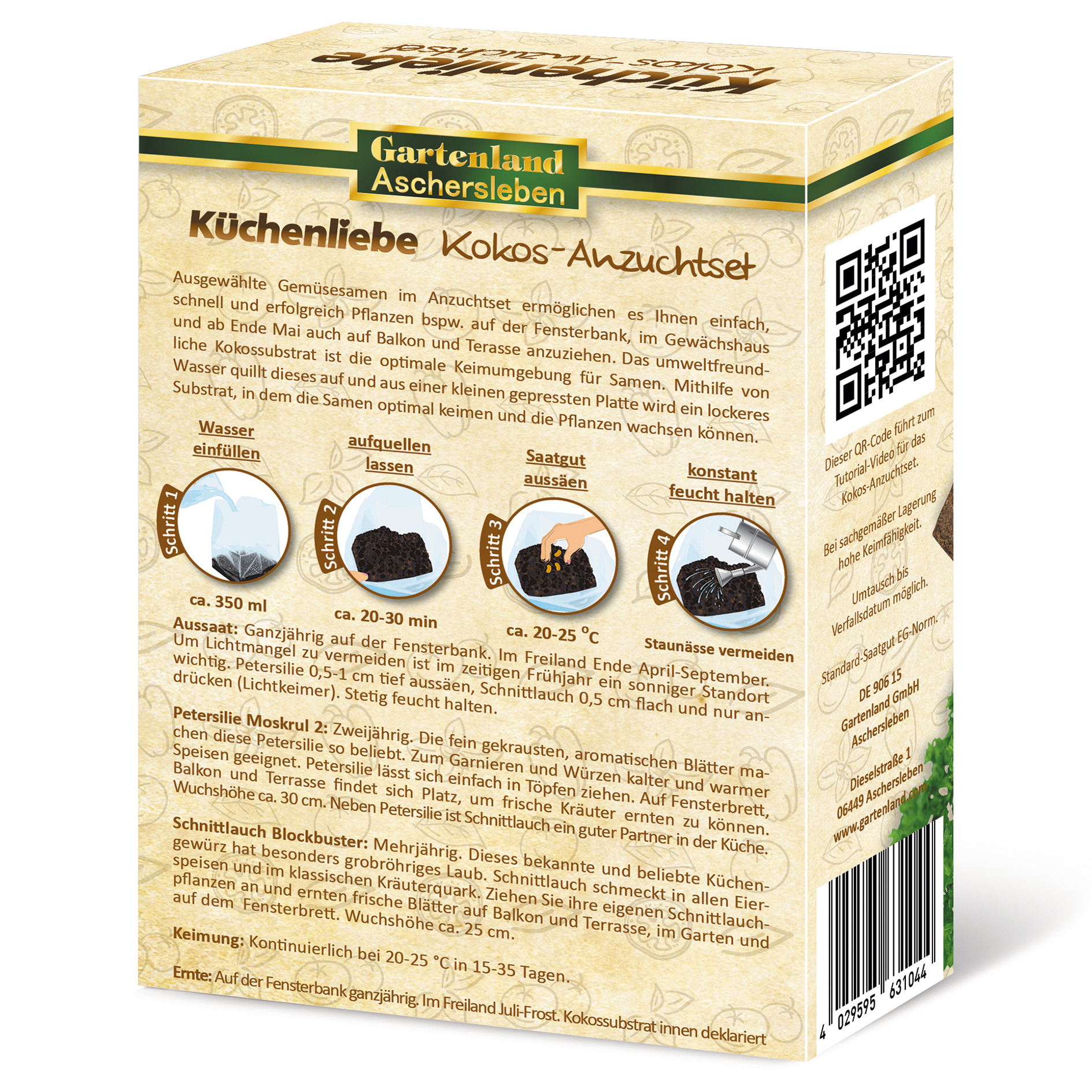 KÜCHENLIEBE Saatgut - Petersilie & Schnittlauch - Kokos-Anzuchtset