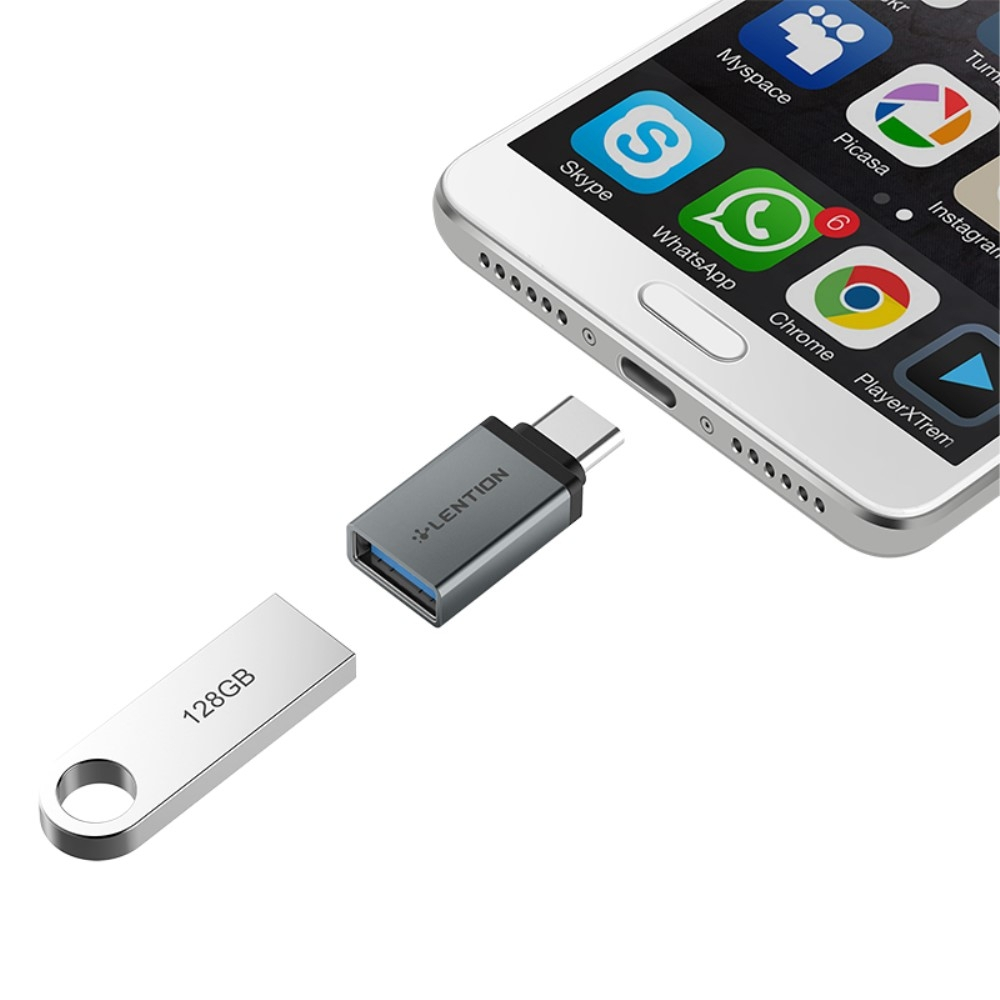 Aluminium USB 3.0 auf USB C Adapter - Dunkelgrau (Space Grau)