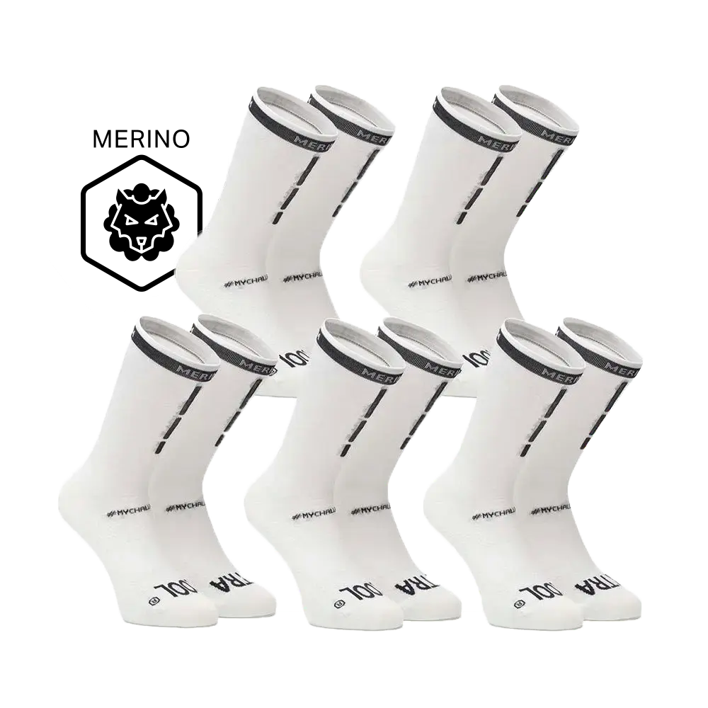 FUTURUM XTRA COOL Merino Fietssokken 5-Pack Wit