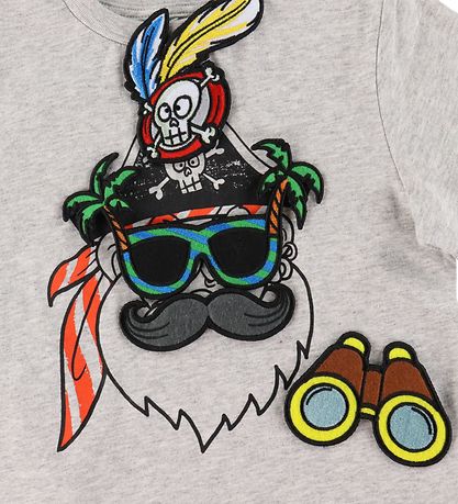 Stella McCartney Kids T-Shirt - Graumeliert m. Piraten/Aufnähern