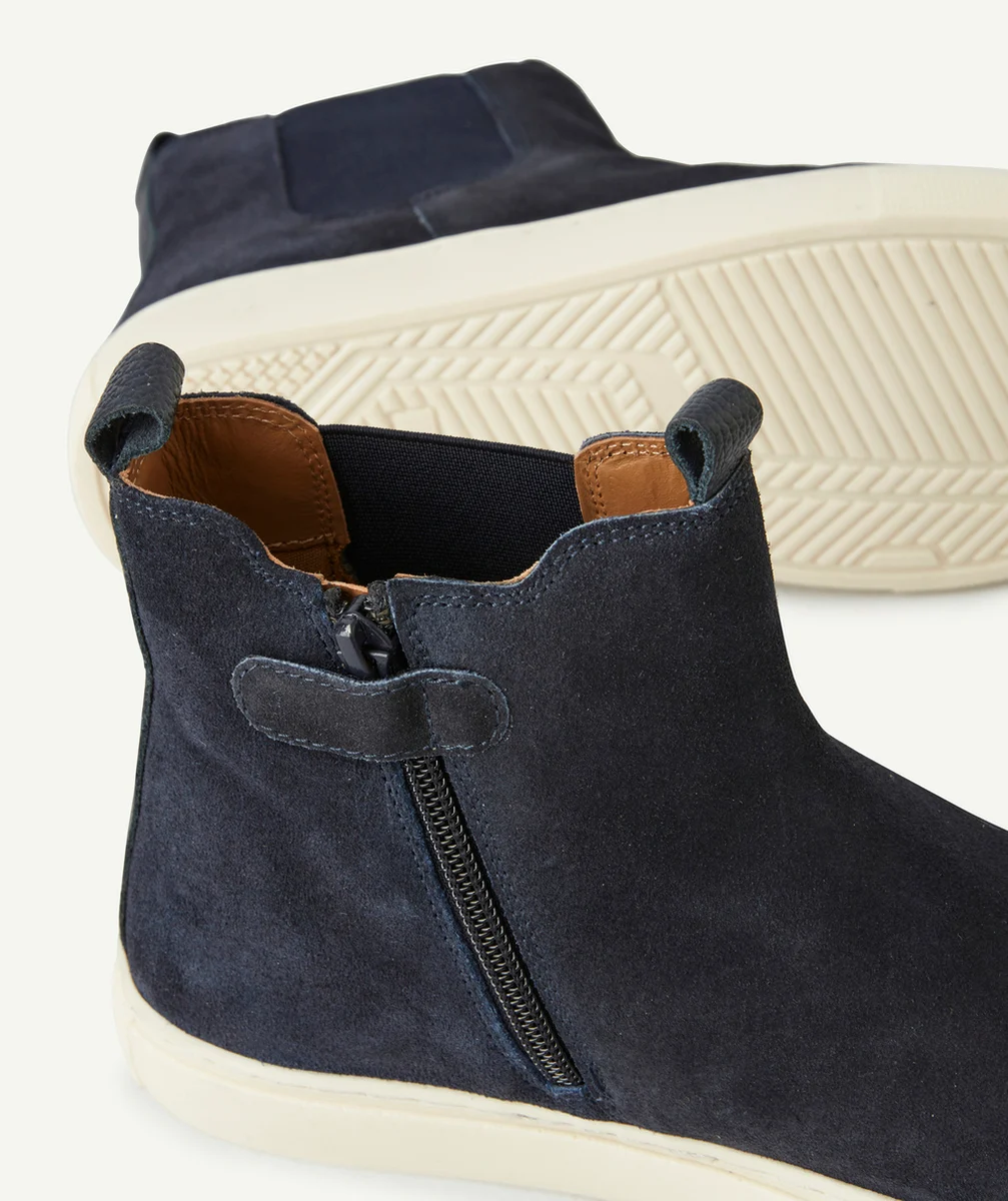 BOTTES GARÇON EN CUIR BLEU FONCÉ