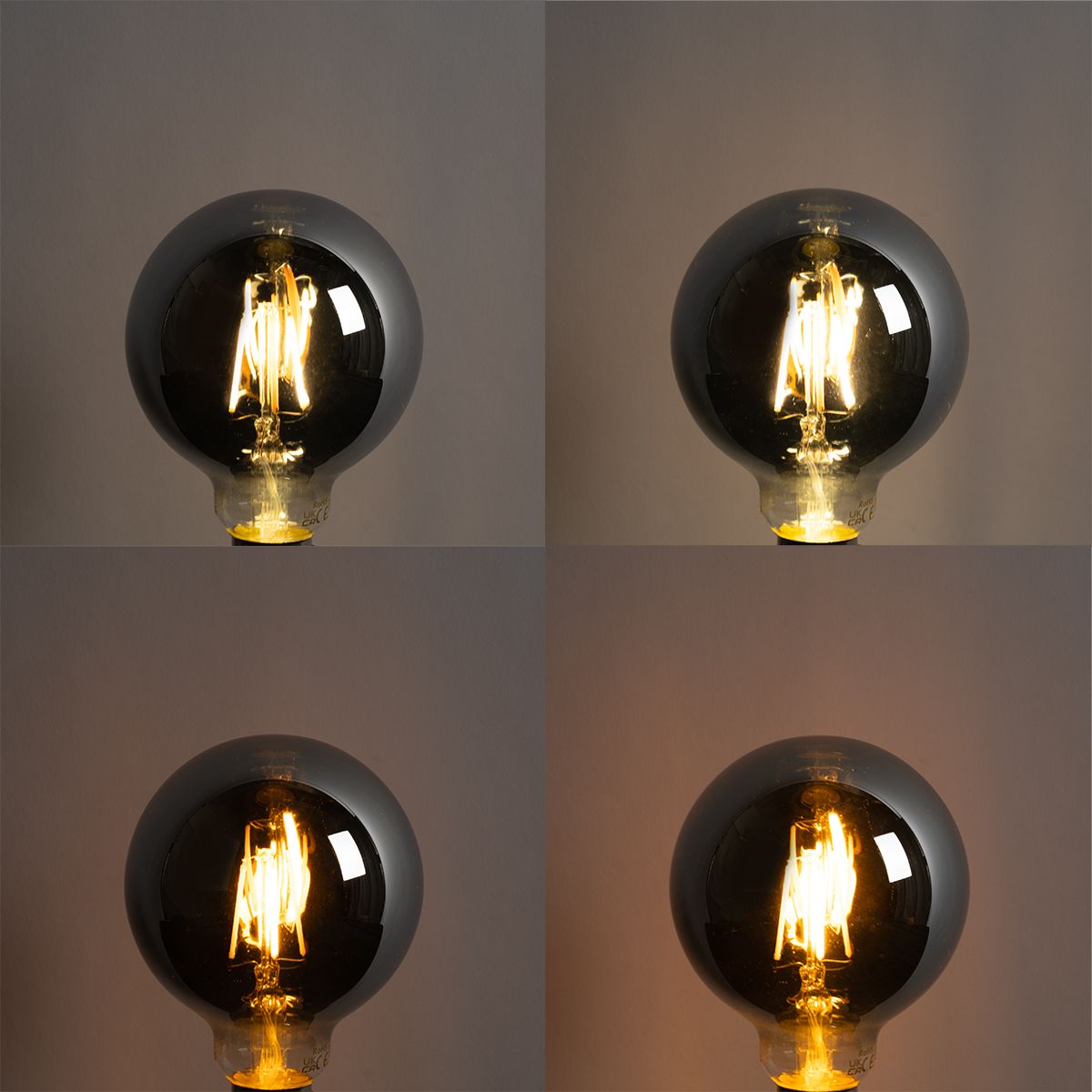 Set van 5 Smart E27 LED lamp G95 smoke 4W 60 lm 1800-3000K