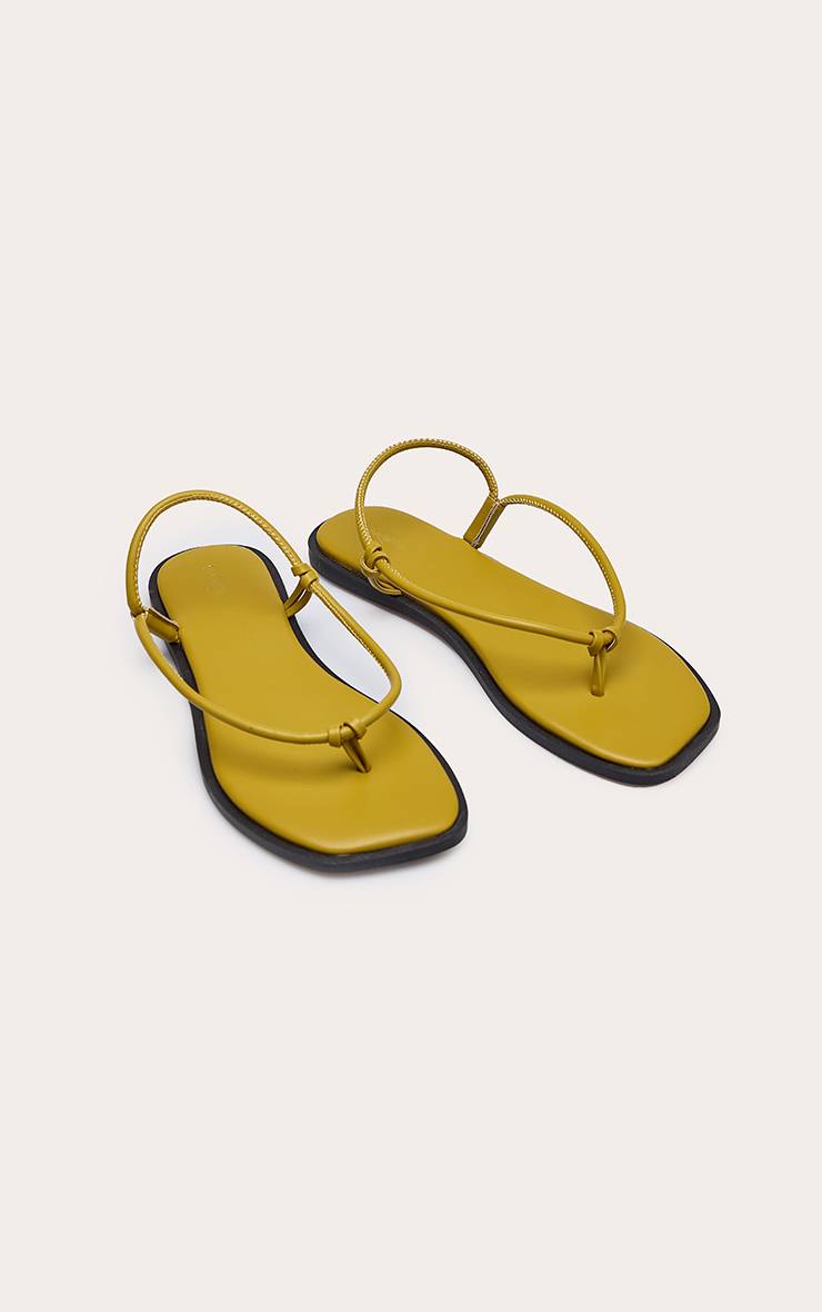 Vert Olive Sandales Minimalistes À Entredoigt En Synthétiquecuir